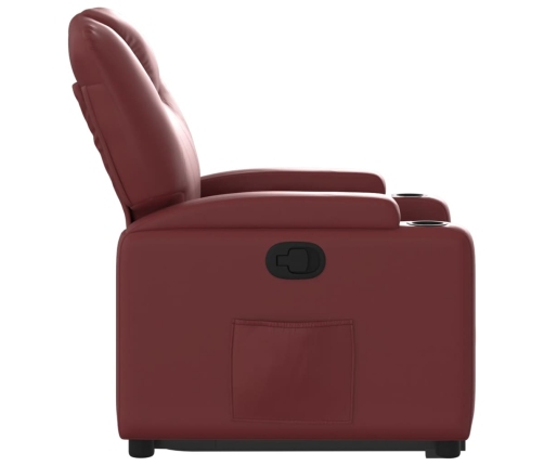 Sillón reclinable elevable cuero artificial rojo tinto