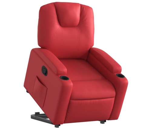 Sillón reclinable elevable cuero artificial rojo