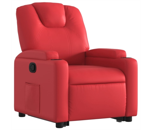 Sillón reclinable elevable cuero artificial rojo