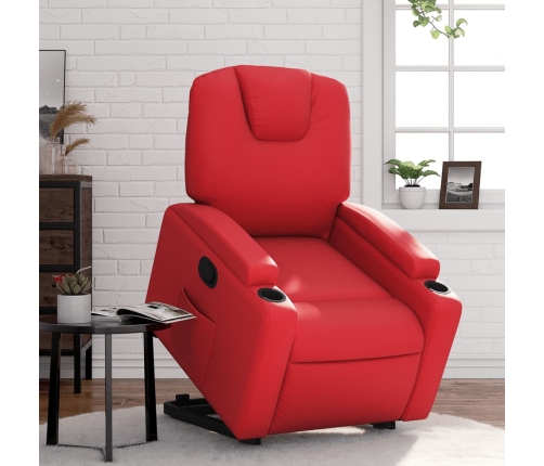 Sillón reclinable elevable cuero artificial rojo