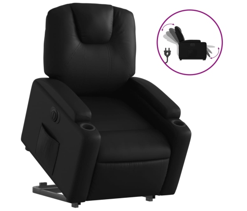 Sillón reclinable y elevable eléctrico cuero sintético negro