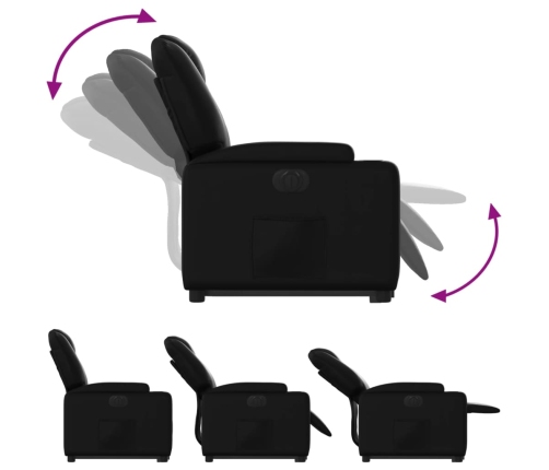 Sillón reclinable y elevable eléctrico cuero sintético negro