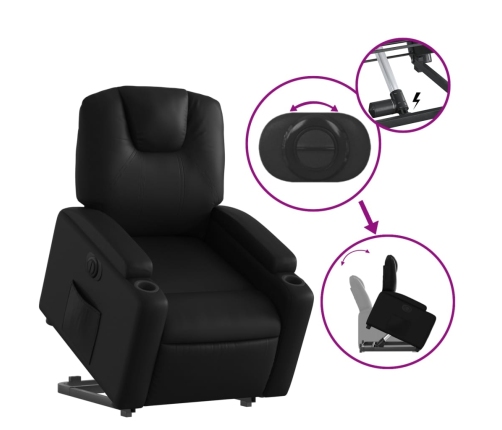 Sillón reclinable y elevable eléctrico cuero sintético negro