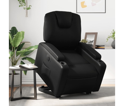 Sillón reclinable y elevable eléctrico cuero sintético negro