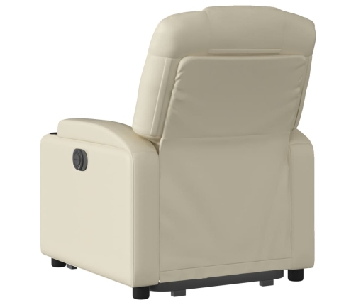 Sillón reclinable elevable eléctrico de cuero sintético crema