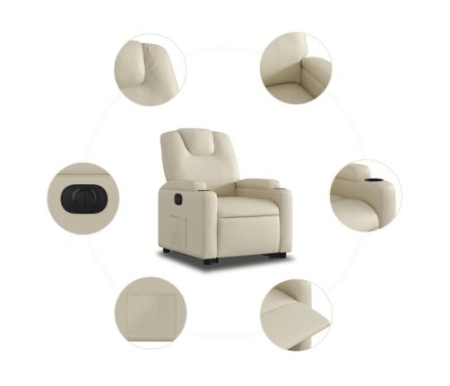 Sillón reclinable elevable eléctrico de cuero sintético crema