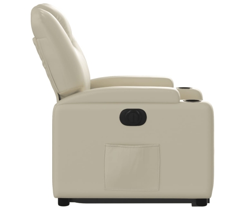 Sillón reclinable elevable eléctrico de cuero sintético crema