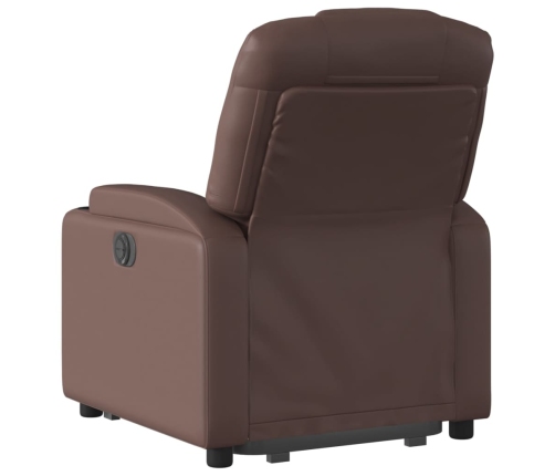 Sillón reclinable elevable eléctrico de cuero sintético marrón