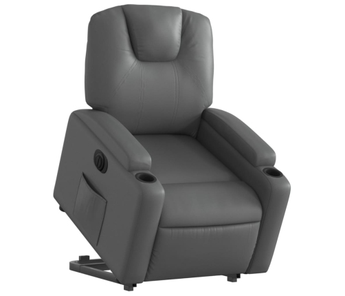 Sillón reclinable elevable eléctrico de cuero sintético gris