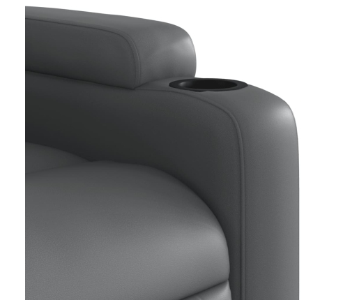 Sillón reclinable elevable eléctrico de cuero sintético gris