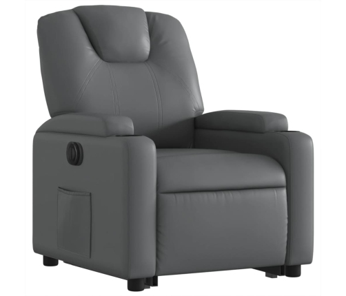 Sillón reclinable elevable eléctrico de cuero sintético gris