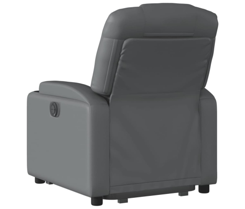 Sillón reclinable elevable eléctrico de cuero sintético gris