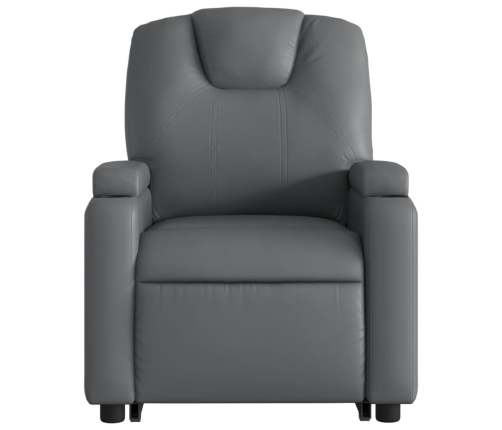 Sillón reclinable elevable eléctrico de cuero sintético gris