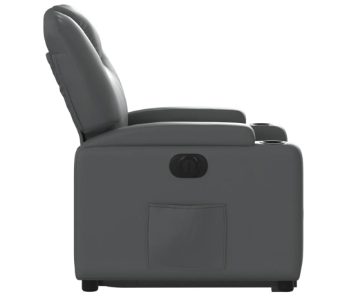 Sillón reclinable elevable eléctrico de cuero sintético gris