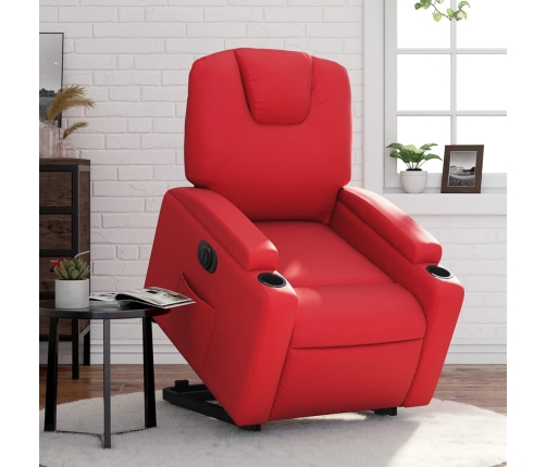 Sillón elevable eléctrico cuero artificial rojo