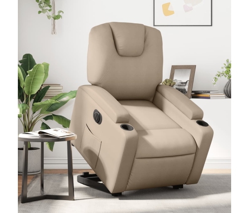 Sillón elevable eléctrico cuero artificial capuchino