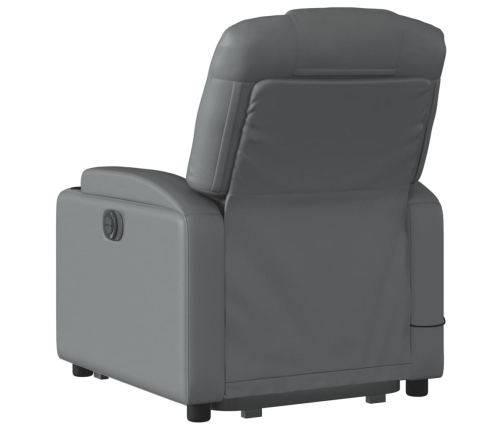 Sillón de masaje elevable eléctrico cuero sintético gris