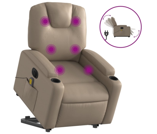 Sillón reclinable de masaje eléctrico cuero sintético capuchino