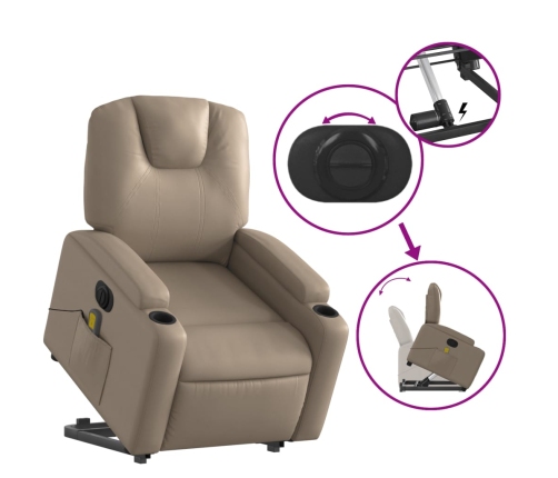 Sillón reclinable de masaje eléctrico cuero sintético capuchino