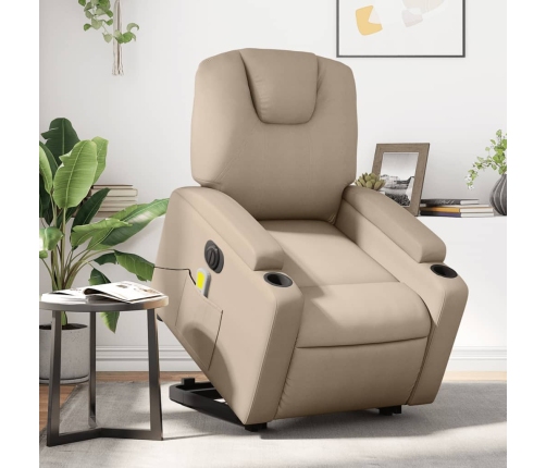 Sillón reclinable de masaje eléctrico cuero sintético capuchino