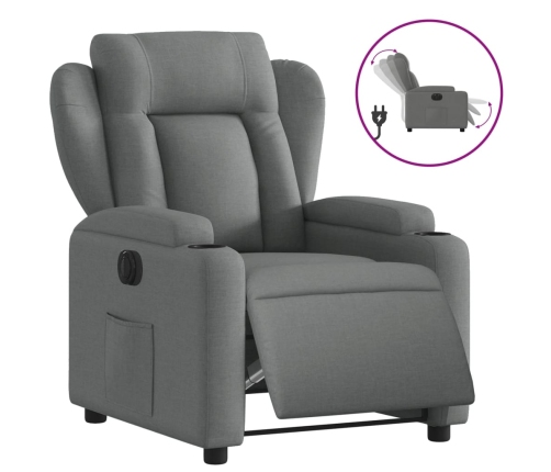 Sillón reclinable eléctrico de tela gris oscuro