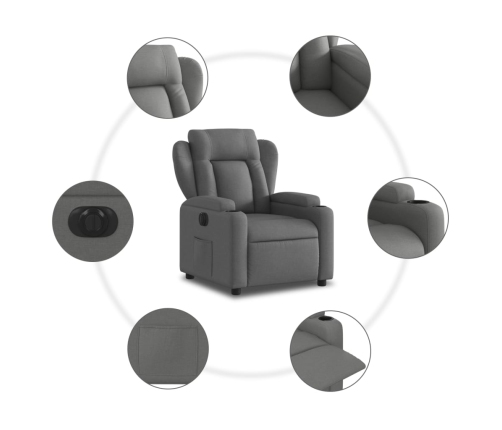 Sillón reclinable eléctrico de tela gris oscuro