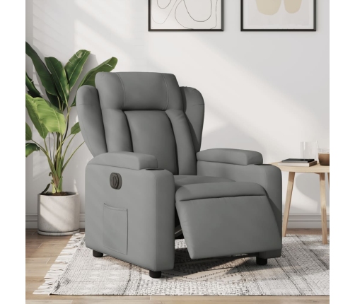 Sillón reclinable eléctrico de tela gris oscuro