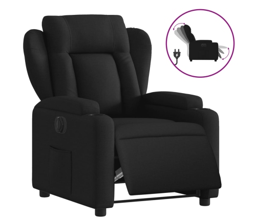 Sillón reclinable eléctrico de tela negro