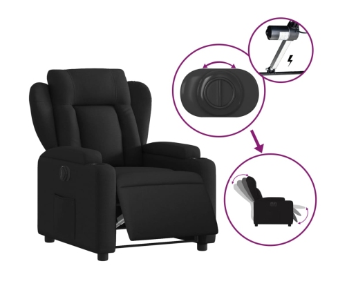 Sillón reclinable eléctrico de tela negro