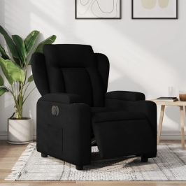 Sillón reclinable eléctrico de tela negro