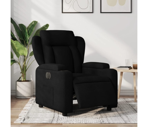 Sillón reclinable eléctrico de tela negro