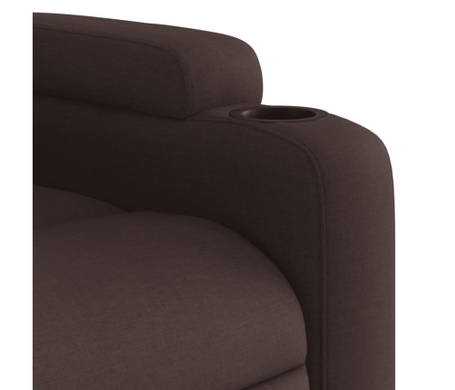 Sillón reclinable eléctrico tela marrón oscuro