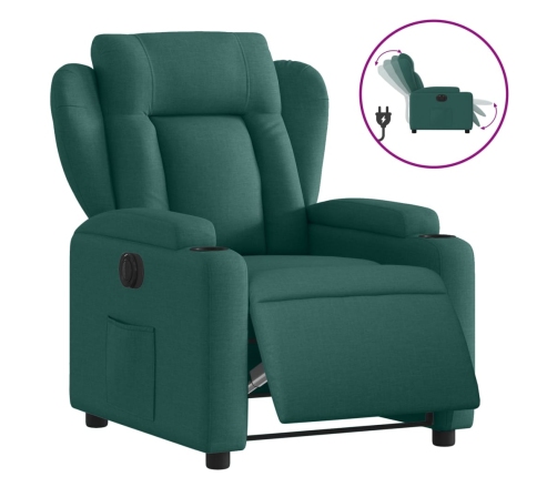 Sillón reclinable eléctrico tela verde oscuro