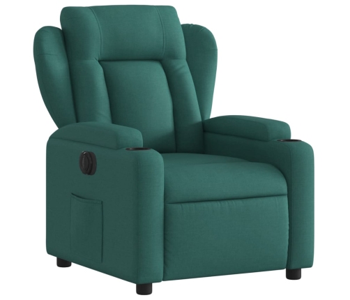 Sillón reclinable eléctrico tela verde oscuro