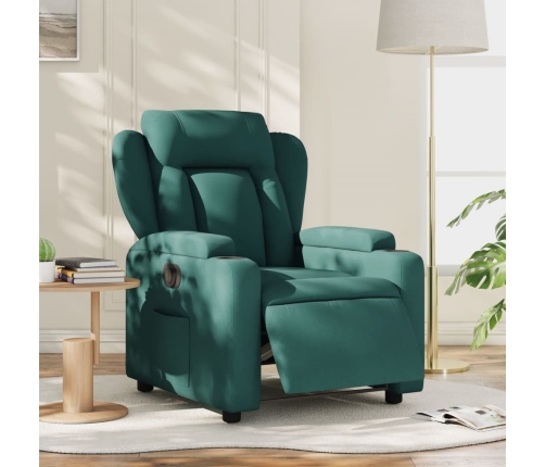 Sillón reclinable eléctrico tela verde oscuro