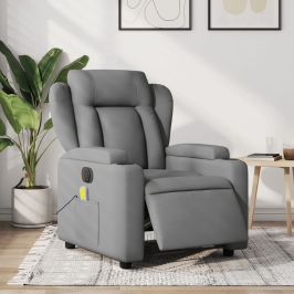 Sillón reclinable de masaje eléctrico tela gris claro