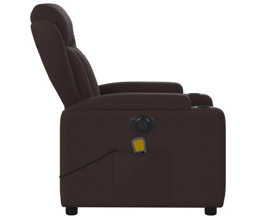 Sillón reclinable de masaje eléctrico tela marrón oscuro