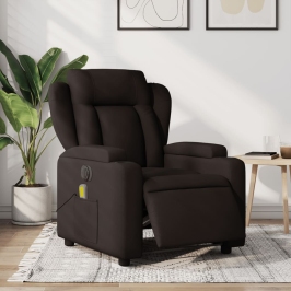 Sillón reclinable de masaje eléctrico tela marrón oscuro