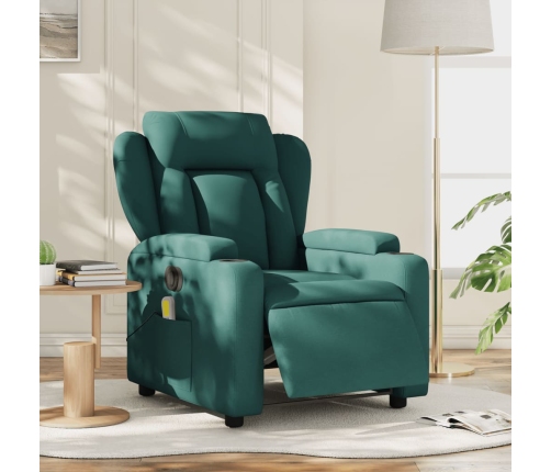 Sillón reclinable de masaje eléctrico tela verde oscuro