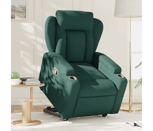 Sillón reclinable elevable tela verde oscuro