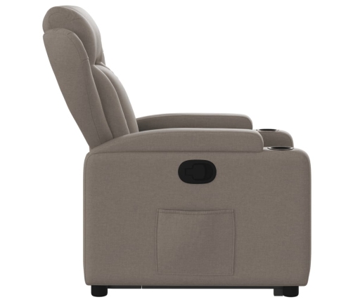 Sillón reclinable elevable tela gris taupe