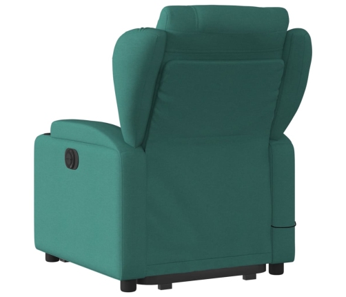 Silla de masaje reclinable de pie de tela verde oscura