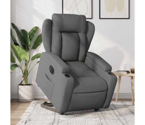 Sillón eléctrico reclinable elevable de tela gris oscuro