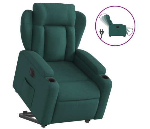 Sillón eléctrico reclinable elevable de tela verde oscuro