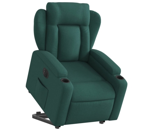 Sillón eléctrico reclinable elevable de tela verde oscuro