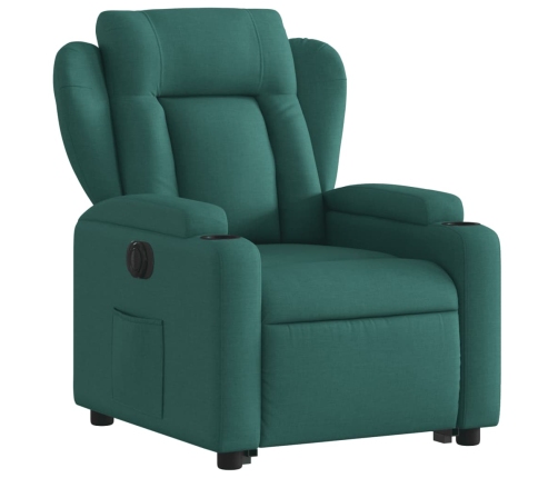 Sillón eléctrico reclinable elevable de tela verde oscuro