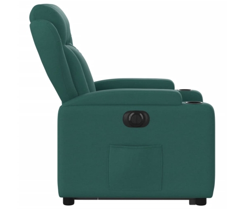 Sillón eléctrico reclinable elevable de tela verde oscuro