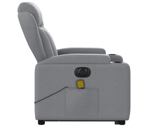 Sillón de masaje eléctrico reclinable elevable tela gris claro