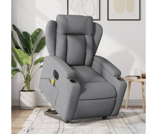 Sillón de masaje eléctrico reclinable elevable tela gris claro