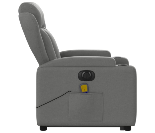 Sillón de masaje eléctrico reclinable elevable tela gris oscuro